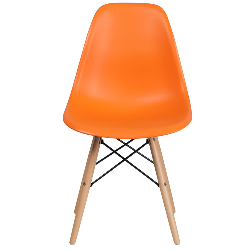 Averna Modern Side Chair with Wood Legs, Orange