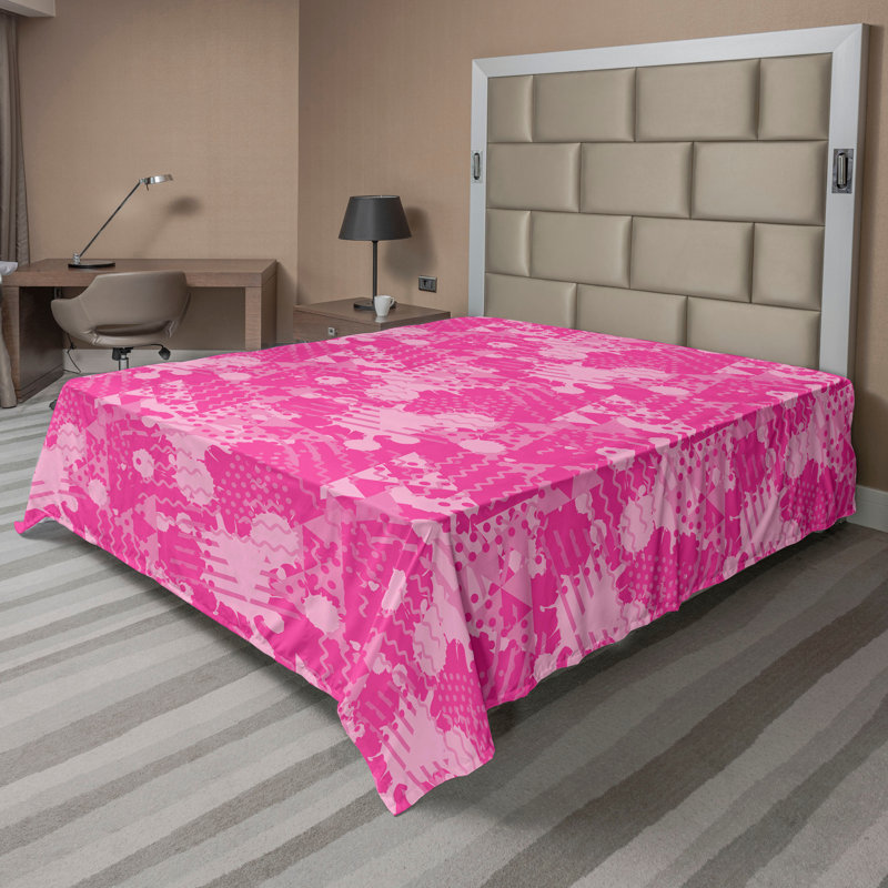 Drap plat moderne de style bohème Ambesonne, Rose vif / magenta / motif abstrait rosé 2
