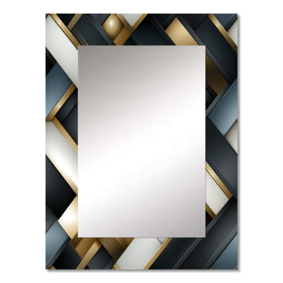 Yahoue Black And Gold Marble Mosaic Dimensions - Geometric  Wall Mirror, Modern Decorative Mirror, Printed Metal Art