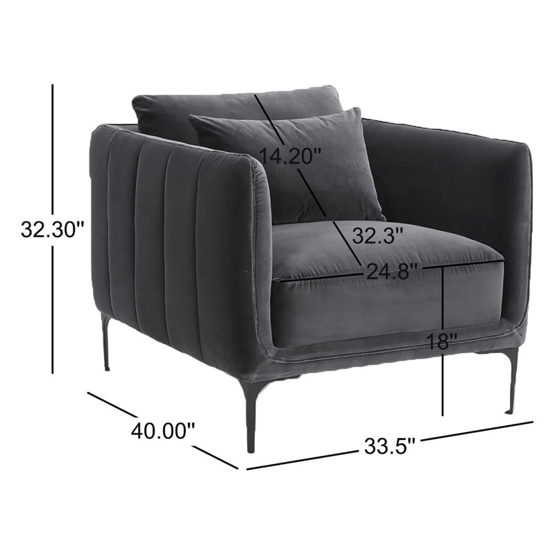 Fauteuil Rae (ensemble de 2), Velours gris velours
