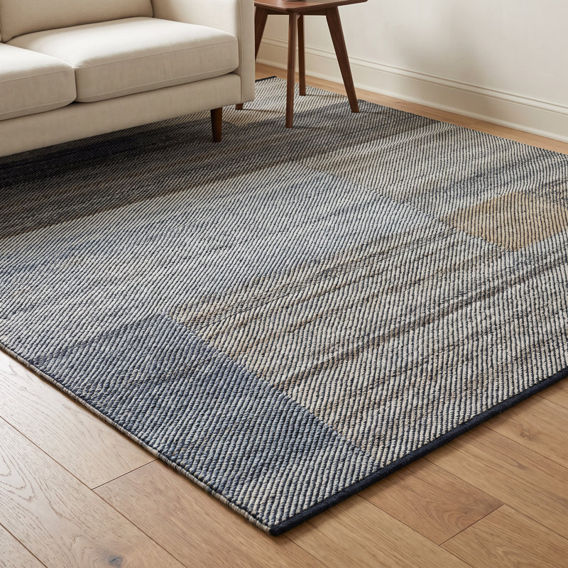 Ginesta Rectangle Campbelle Patchwork Hand Woven Flatweave Recycled P.E.T. Indoor/Outdoor Area Rug in Gray