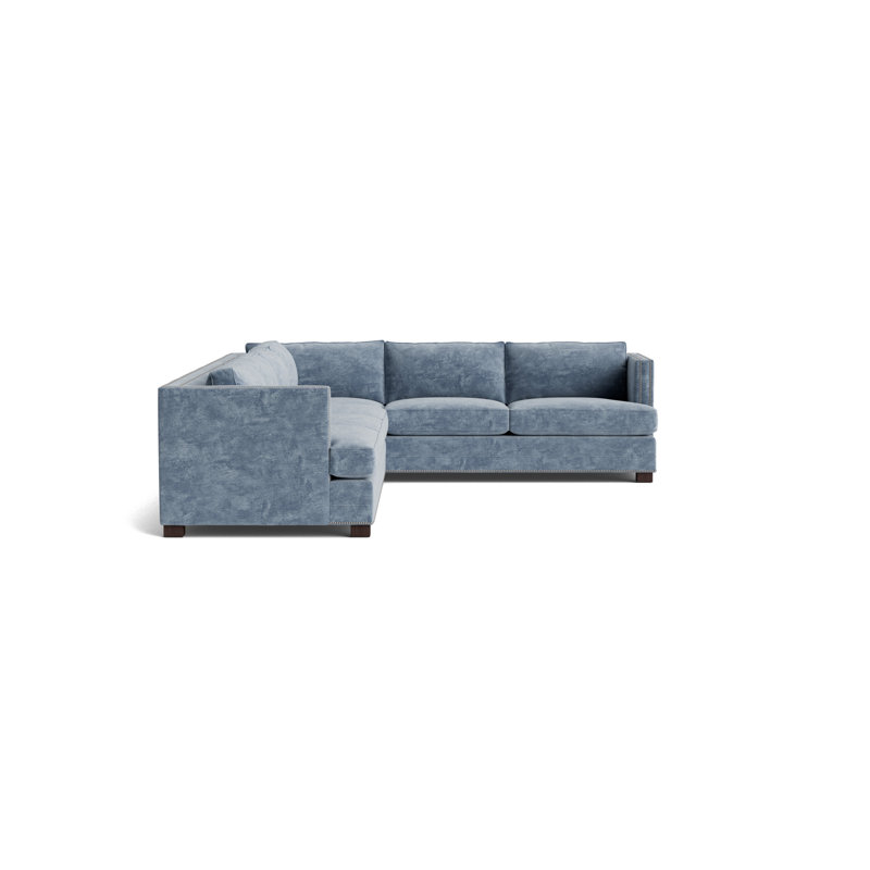 Keaton Chaise Sectional, Brushed Nickel, Java, Vintage Chenille - Smoky Blue