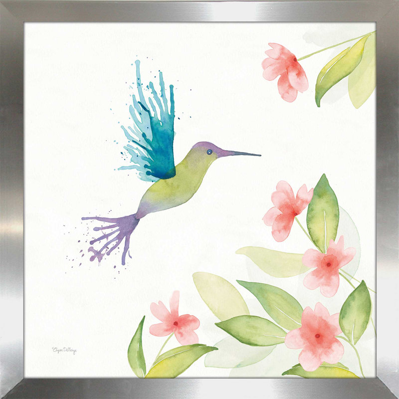«Flit III», reproduction de peinture à l'aquarelle, H 21,5 po x l 21,5 po x P 0,75 po, Encadrement argenté