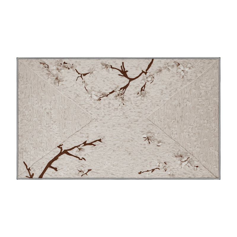 Machine Washable Gray Area Rug, Rectangle 5' x 7'