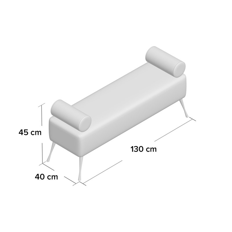 Modern Upholstered Bench, Grey