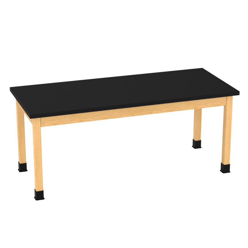 Dessus de table de laboratoire de classe PerpetuLab 72 po x 30 po ChemGuard, Chemguard noir stratifié / chêne