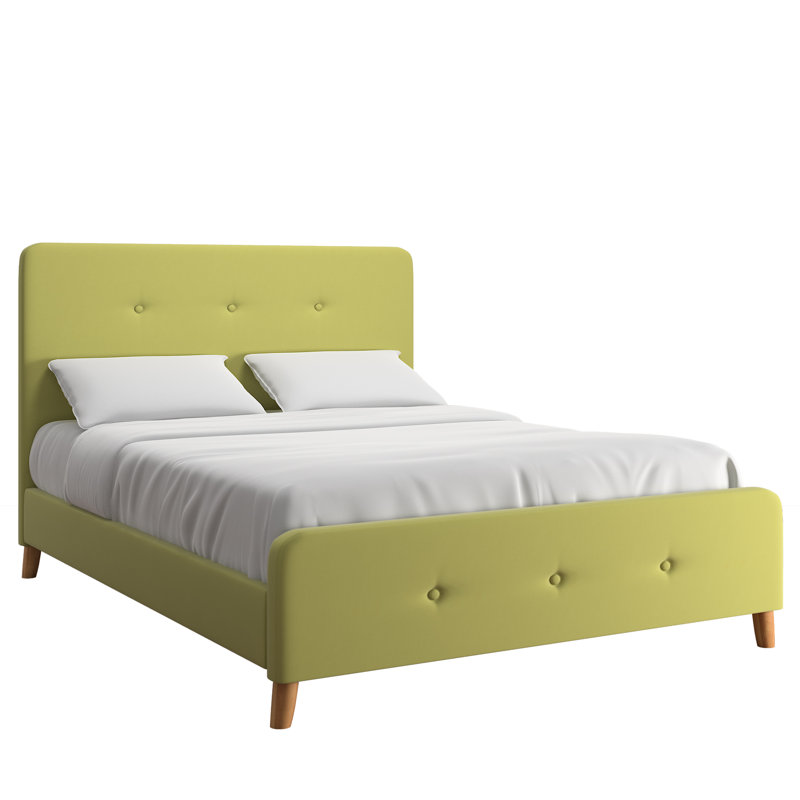 Onel Upholstered Standard Bed, Chartreuse, Queen