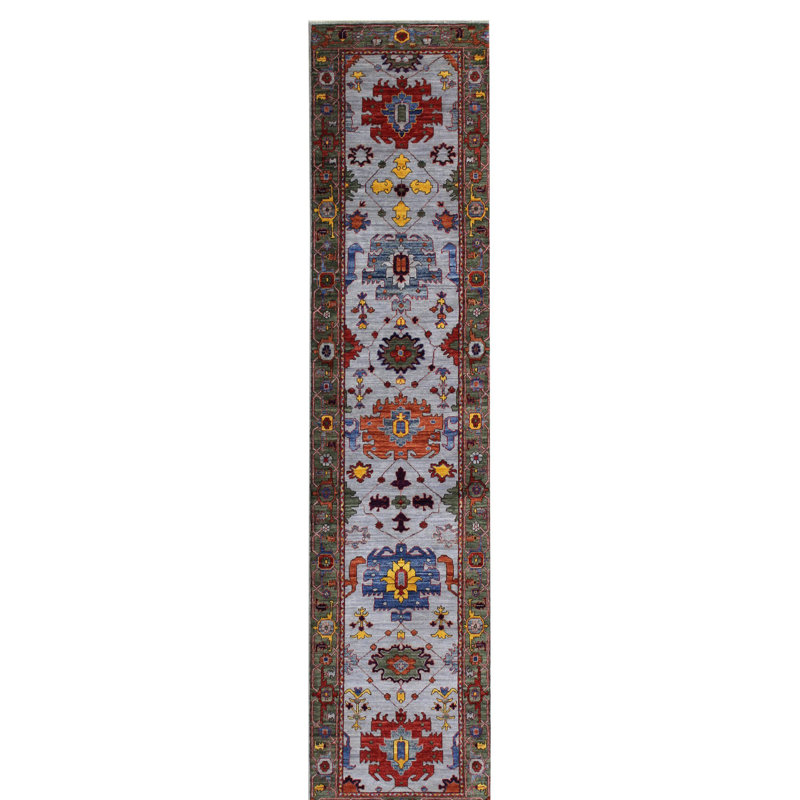Tapis gris en laine / coton tissé à la main Harshang