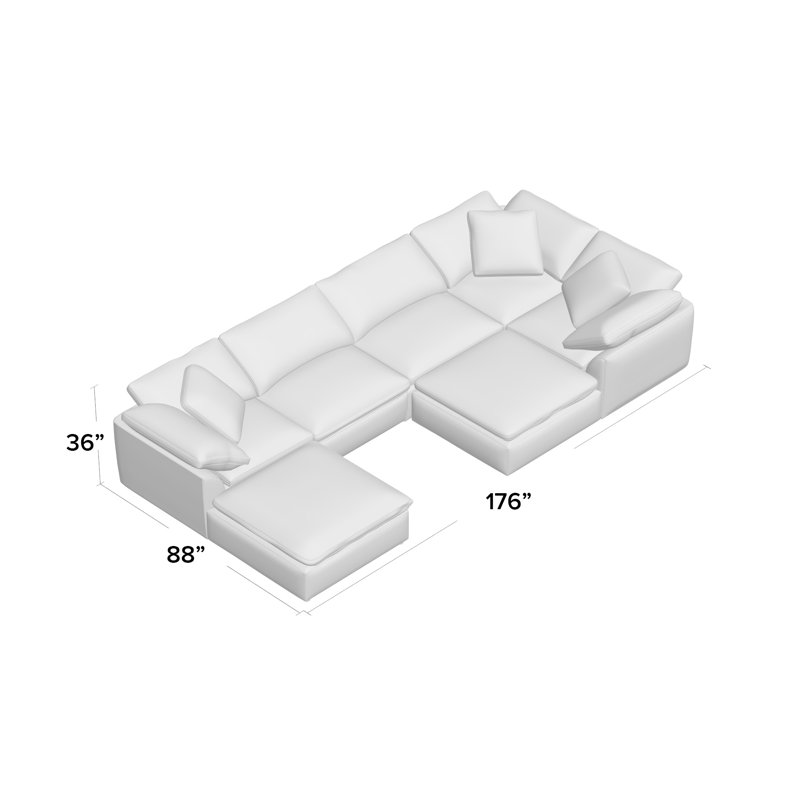 Canapé modulaire de coin surdimensionné de 176 po avec 2 repose-pieds Mielke | , Blanc