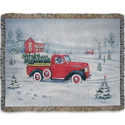 Woven Throw Blanket, Country Christmas by Robert Andrea