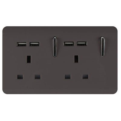 Trendi Switch 2 Gang 4 Port USB 2100mA Plug Socket