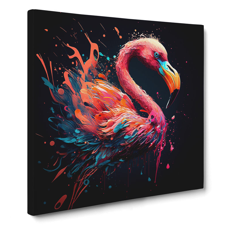 Flamingo Expressionism - Wrapped Canvas, 35cm H x 35cm W x 3cm D