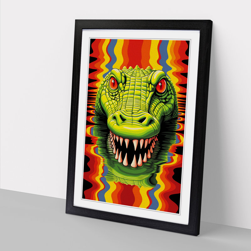 XYZ-FRM-V1223-1784 Alligator Op No.2 - Single Picture Frame Print on Wood, 46cm H x 34cm W x 2cm D, Black 
