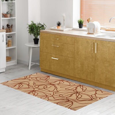 Poppies Rust Medium Washable Floor Mat