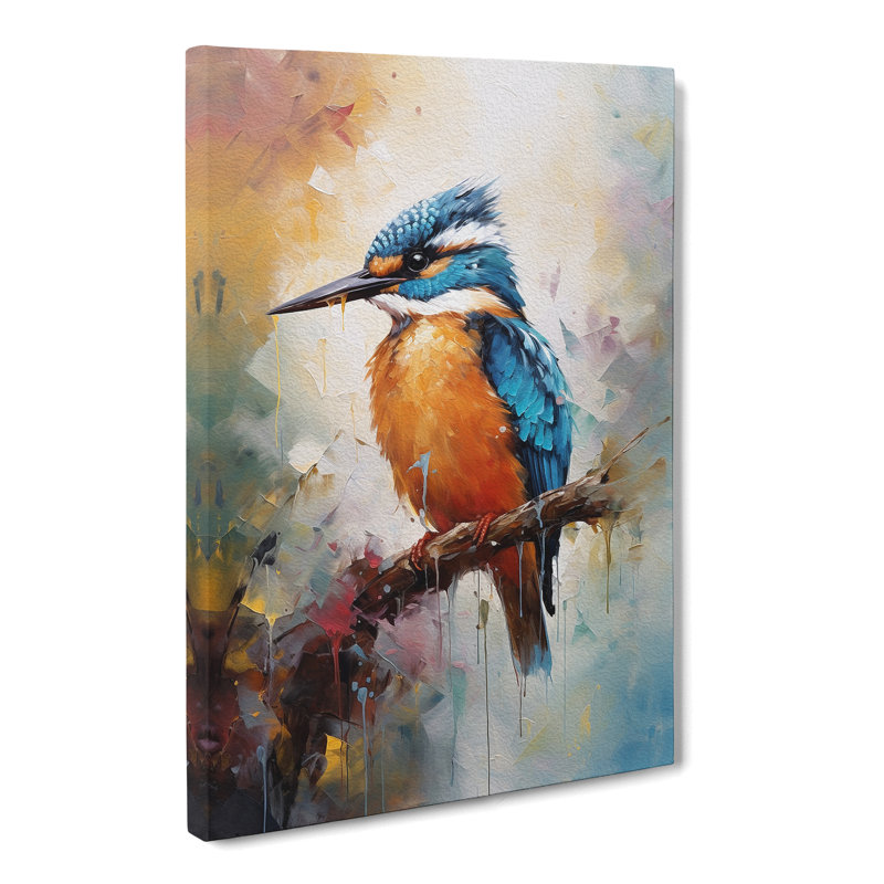 Kingfisher Impressionism - Wrapped Canvas, 60cm H x 40cm W x 3cm D