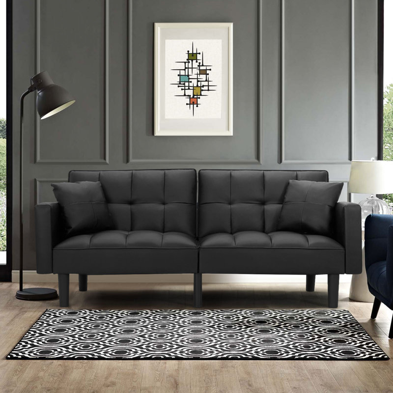 Twin 68" Wide Tufted Back Convertible Sofa