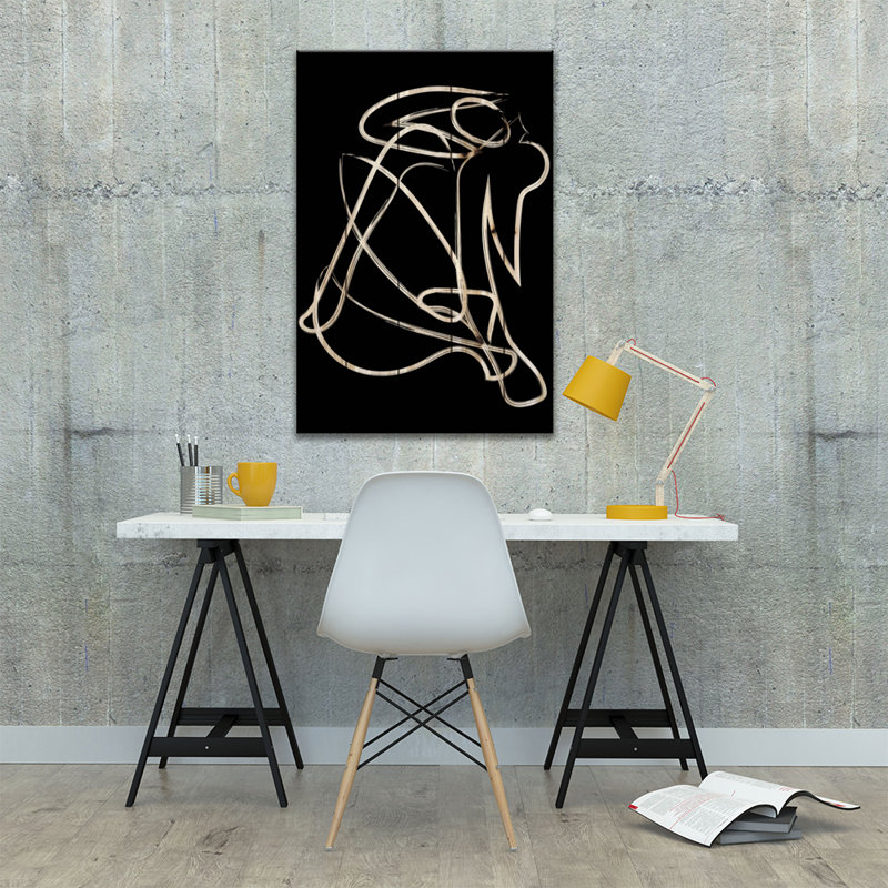 Matisse décolorée noire brossée par Mambo Art Studio - impression, H 26 po x l 18 po x P 1,5 po, Toile encadrée noire