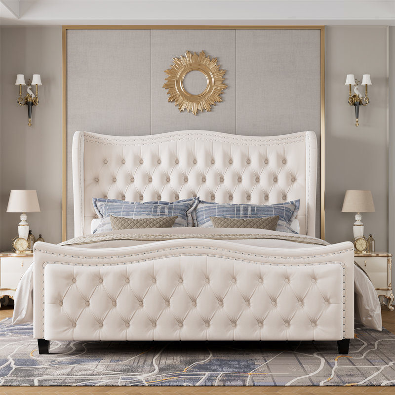 Jinita Upholstered Bed, Queen, Beige