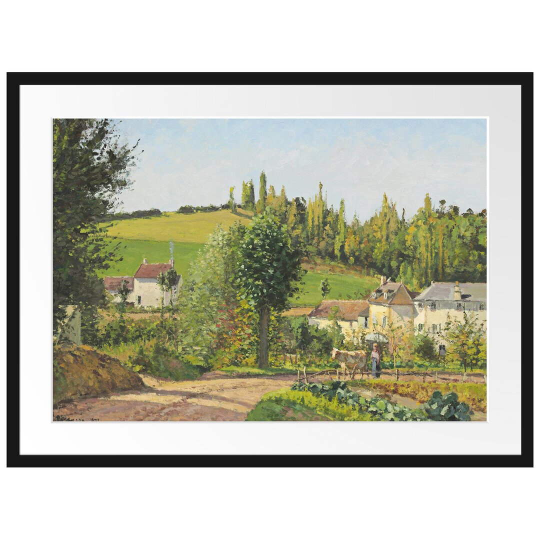 Gerahmtes Leinwandbild Hameau Aux Environs de Pontoise von Camille Pissarro