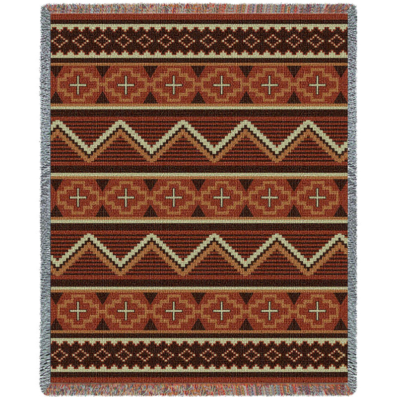 Couverture Los Ranchos Pure Country Weavers - d'inspiration amérindienne du Sud-Ouest - jeté en coton tissé à la main - fabriqué aux États-Unis (72 x 54)