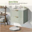 Meuble-lavabo mural moderne de 24 po avec 2 tiroirs, vert - idéal pour les petites salles de bain