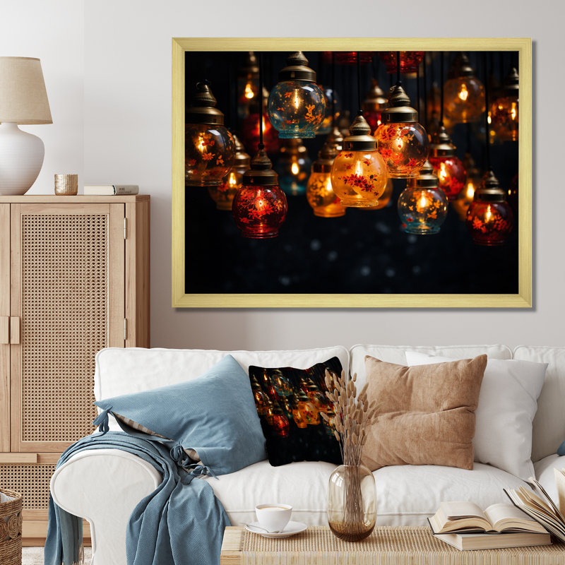 Thailande Lanna Lanterns II, H 24 po x l 32 po x P 1 po, Encadrement doré