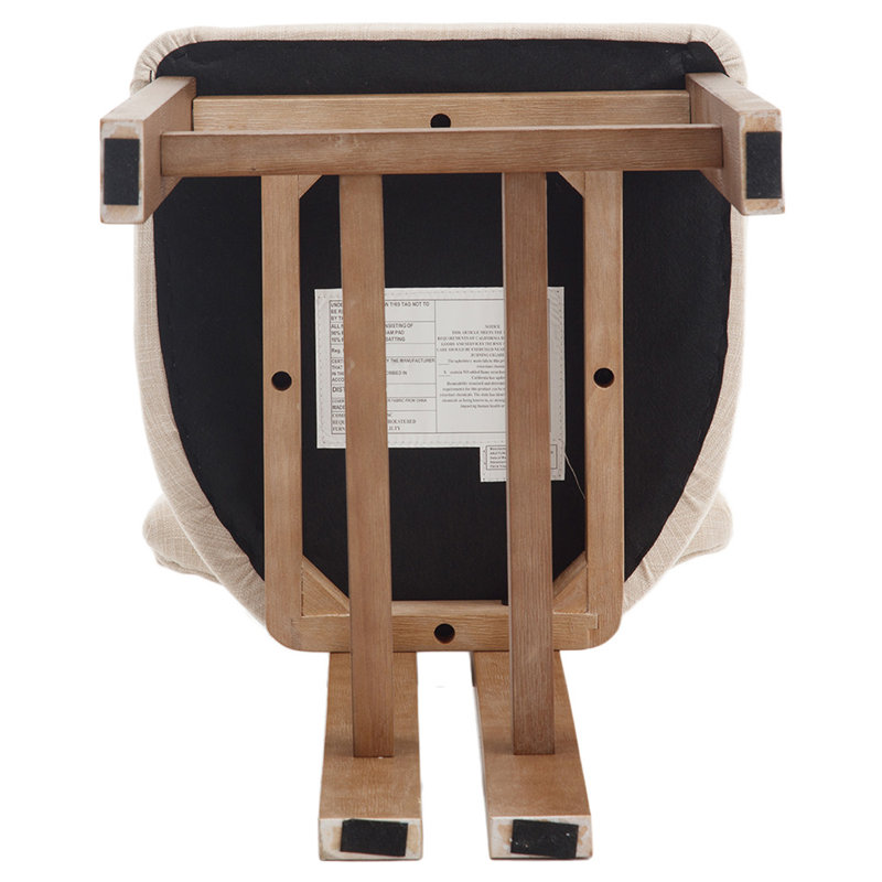 Tabouret rembourré avec structure en bois massif, Beige