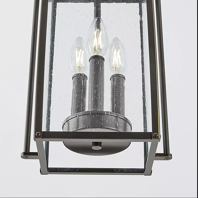 Lanterne suspendue d'extérieur 3 lumières Newson, Bronze antique