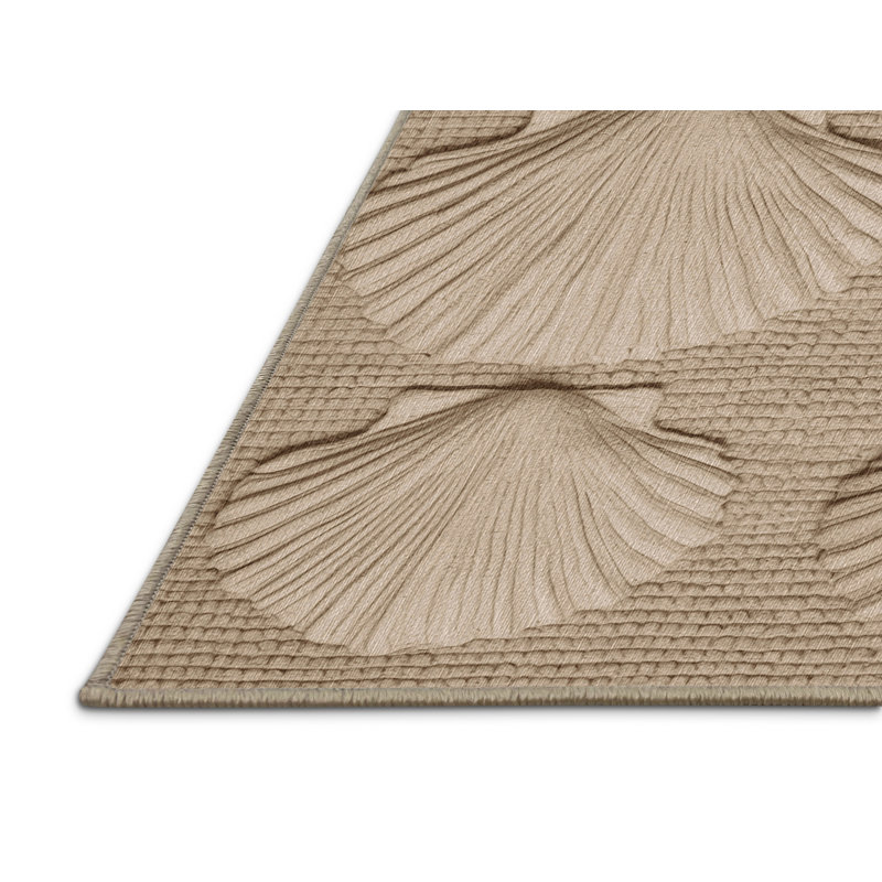 Washable Fossil Shell Design Coastal Area Rug, Runner 2' x 5'