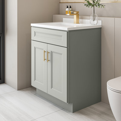 Armoire de salle de bain en bois massif prêt à assembler avec comptoir Shaker - comptoir non inclus