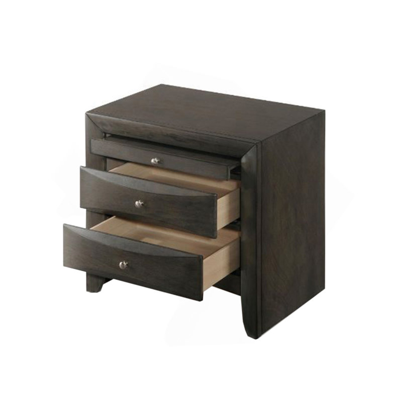 Transitional Nightstand With Drawer, Gray