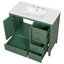 Meuble-lavabo 36 po avec lavabo, armoire de salle de bain avec porte à fermeture en douceur, 4 tiroirs de différentes tailles, structure et pieds en bois massif, un paquet, vert, meubles-lavabos