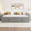 Lit de jour double rembourré en L avec lit simple
Lit gigogne taille Pop, gris