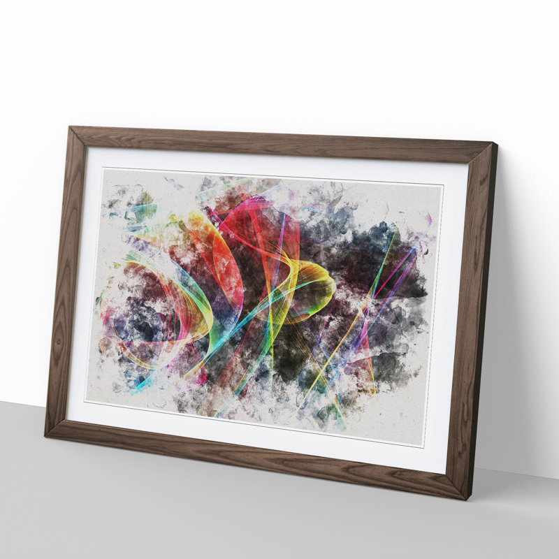 Rainbow Smoke Vol (2) - Picture Frame Painting, Walnut Framed, 36cm H x 48cm W x 2cm D