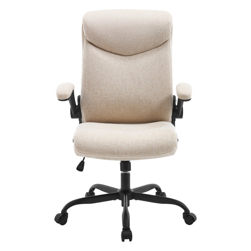 Office Chair, Executive Chair, Ergonomic Chair, Tilting Function, Headrest, Folding Armrests, Padded Seat, Cream