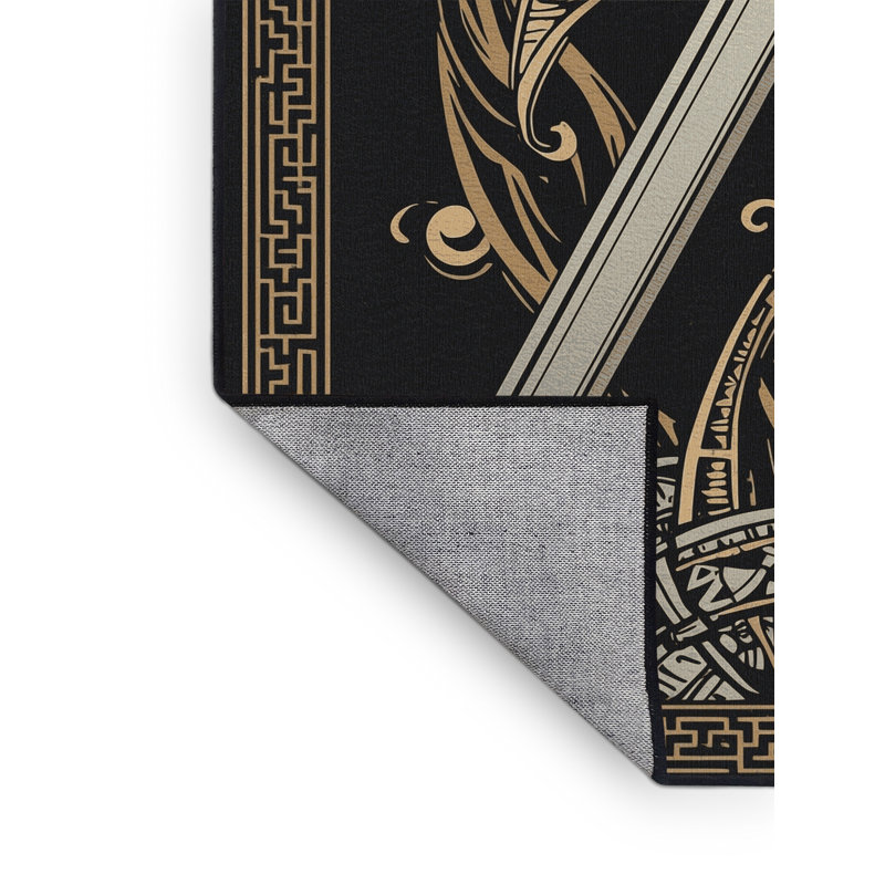 Tapis oriental gris délavé à la machine Titus King Arthur Classic - reliure noire, 7 x 9