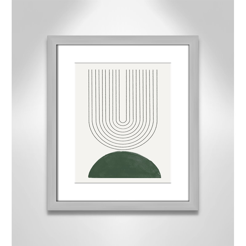 Imprimé n ° 5 vert Mid Century Modern par Miuus Studio, 13'' W x 15'' H, Matted Print, Argent mat