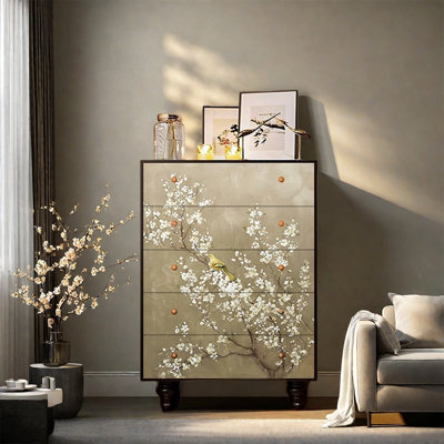 Five Drawer Pine Storage Cabinet
