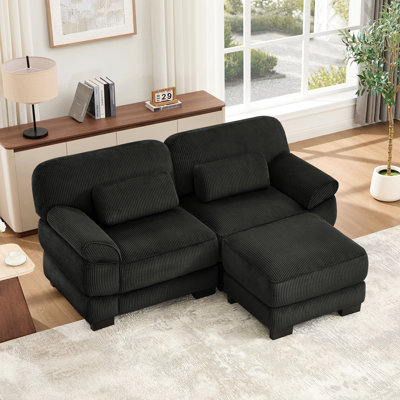 Canapé modulaire en forme de L 76,4 pouces Cloud Couch, canapé 2 places avec repose-pieds, coussins de siège épais et confortables, tissu en velours côtelé respirant pour le salon