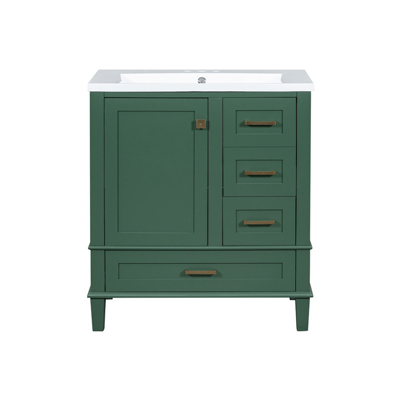 Myaseen 30'' Single Bathroom Vanity with Resin Top, Green