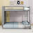 Twin over Full Wooden Bunk Bed with Light Strip and Storage Shelves-2031079780