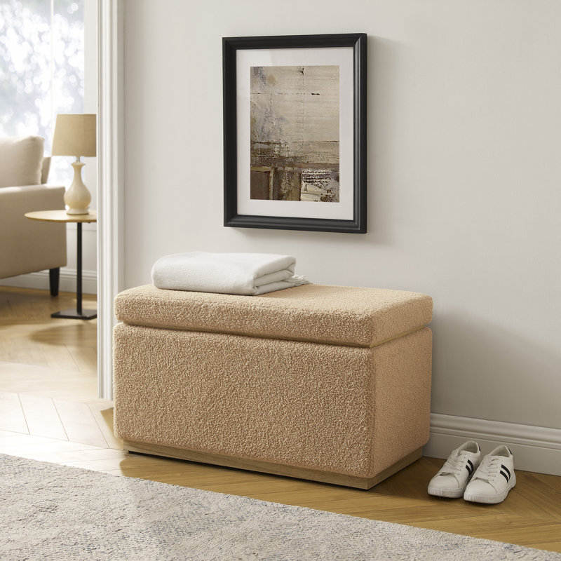 Repose-pieds standard avec rangement Atreju, 100 % polyester brun clair, Naturel