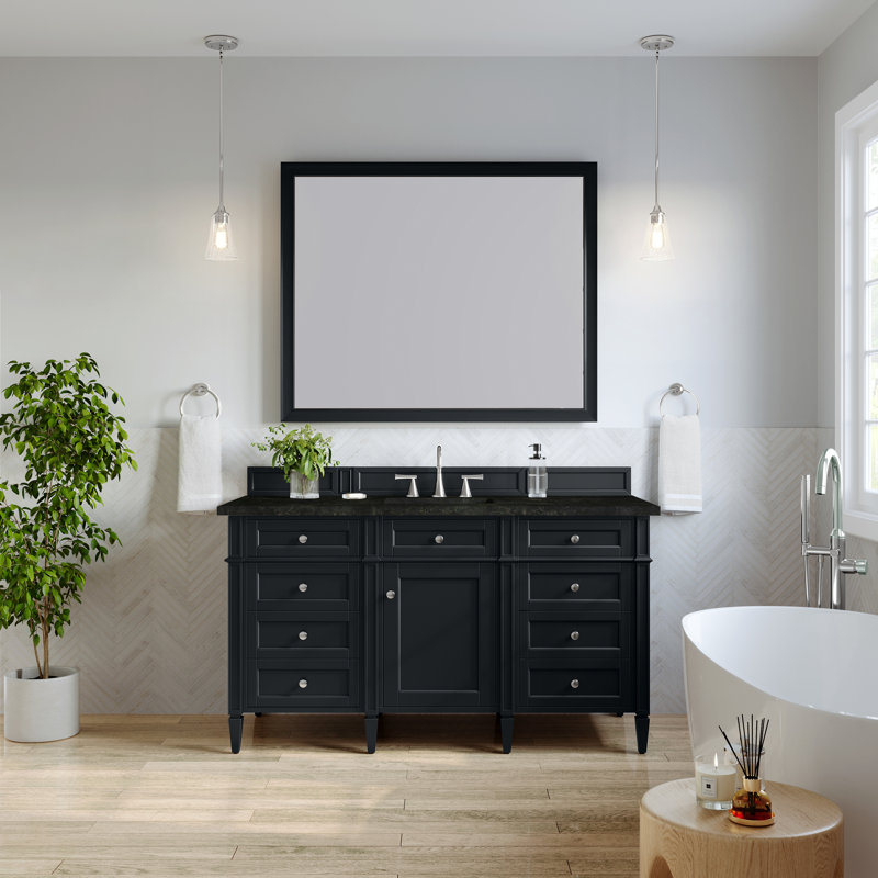 Meuble-lavabo simple 60 po Dussault, Noir onyx, 8 po, Fantôme