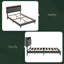 Structure de lit plateforme tapissier avec tête de lit moderne en tissu capitonné, ports USB, station de charge pratique, deux poches latérales, pas besoin de sommier-274932050-274932051