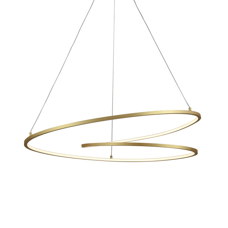 Twist 1 - Light LED Unique/Statement Pendant, 129.375" H x 32" W x 32" D, Antique Brass