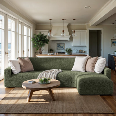 Stretchy Slipcover for Chaise Sectional - Easy to Clean & Durable - Comfort Collection