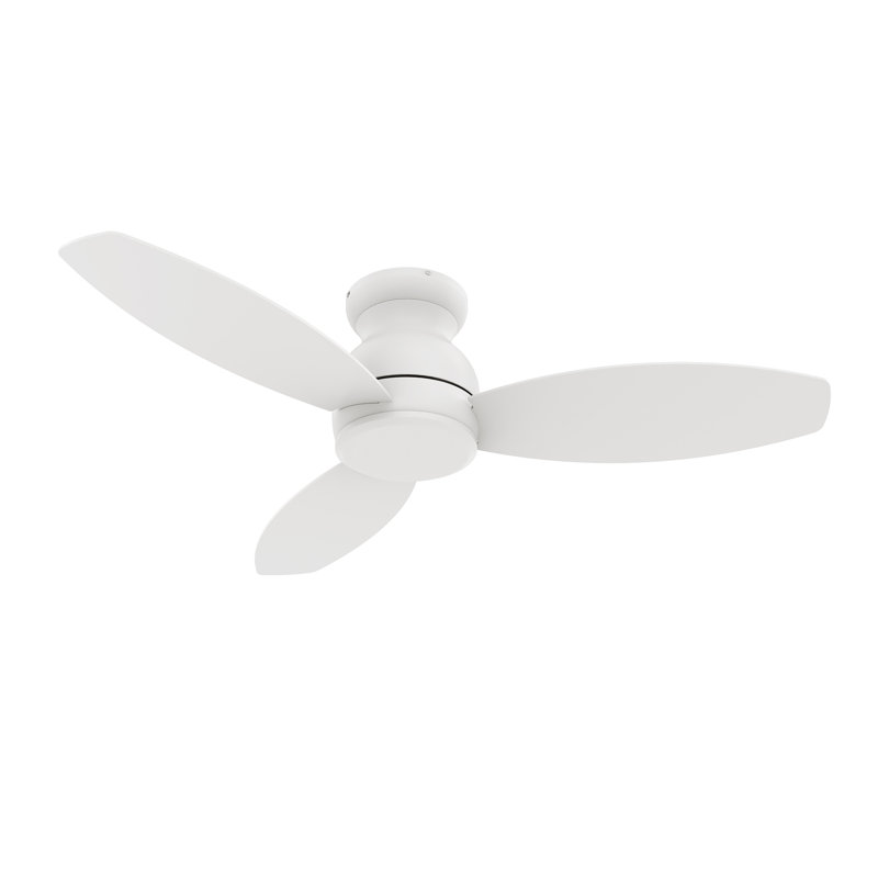 48'' DC Motor Flush-Mounted Ceiling Fan With Remote Control, with NO Light, White