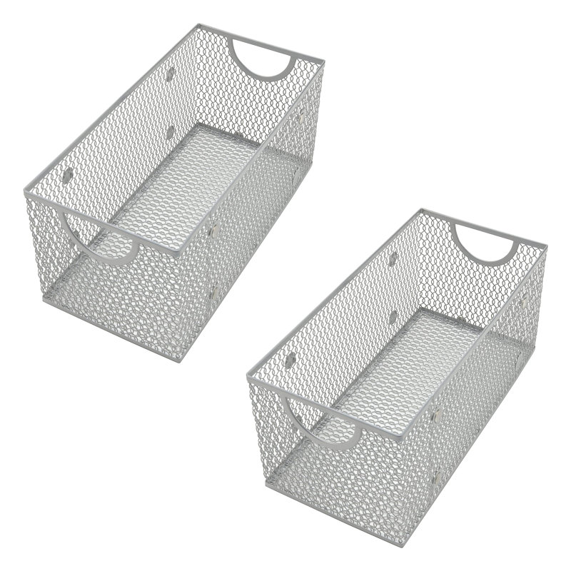 Rebrilliant Decorative Basket, Silver, 5" H x 11" W x 5.5" D