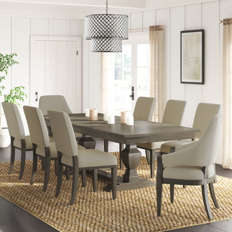 Kaila Removable Leaf Dining Table Set, 9 Pieces: Table, 8 Chairs