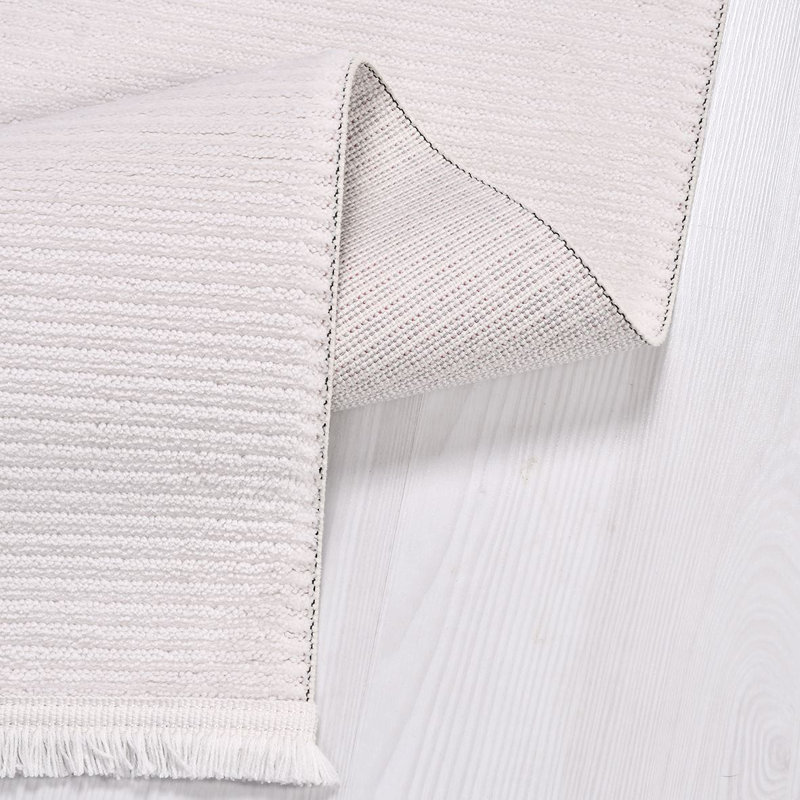 Tapis crème moderne antidérapant lavable à la machine, Rectangle 3 pi 4 po x 6 pi 7 po